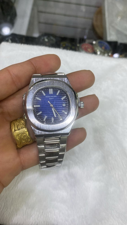 Relógio Metálico Estilo Nautilus Azul