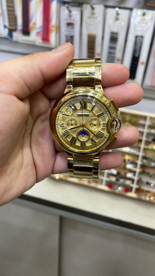 Relógio Dourado Estilo Clássico Redondo